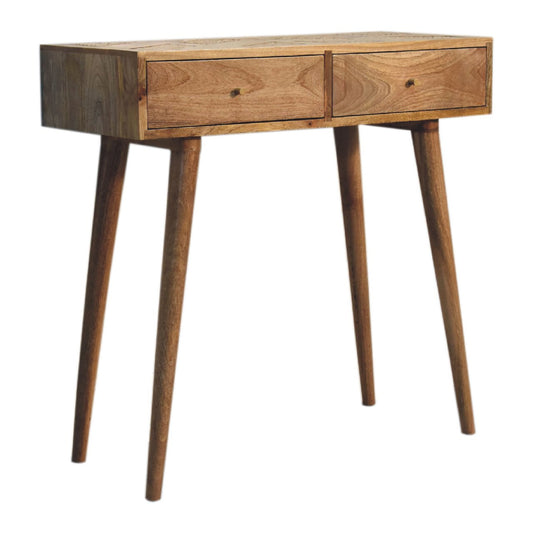Console Table - Larissa Aztec by Maple Manor solid wood two-drawer hallway table with drawer fronts