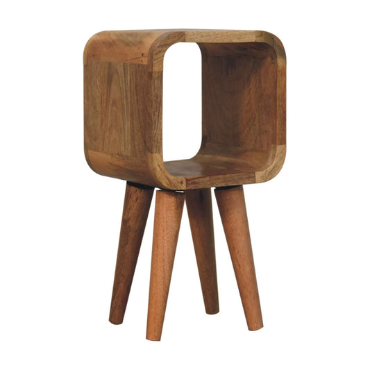 Oak-ish Bedside Extra Mini Minimalist by Maple Manor solid wood bedside table with open front and tapered legs