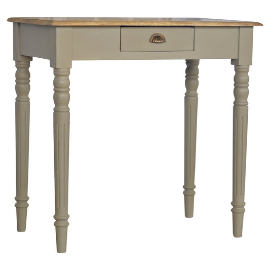 Hand Painted Writing Desk by Maple Manor with light paint finish, wood top, and single drawer