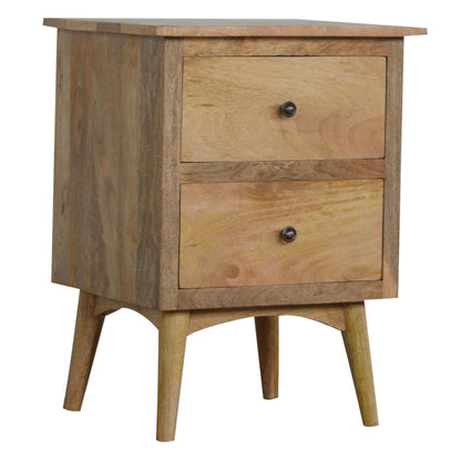 Bedside with 2 Drawers - Nordic Style Maple Manor solid wood bedside with two drawers and round knobs