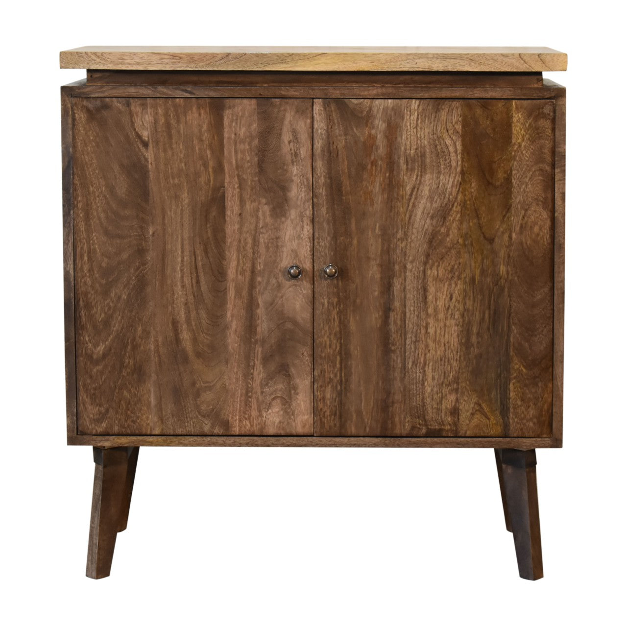 Cabinet - Platform by Maple Manor storage cabinet in solid wood with two doors and dark tapered legs