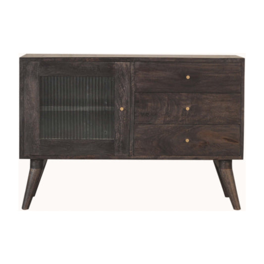 Cabinet with 3 Drawers - Havana by Maple Manor in dark solid wood, with three drawer fronts and brass pulls