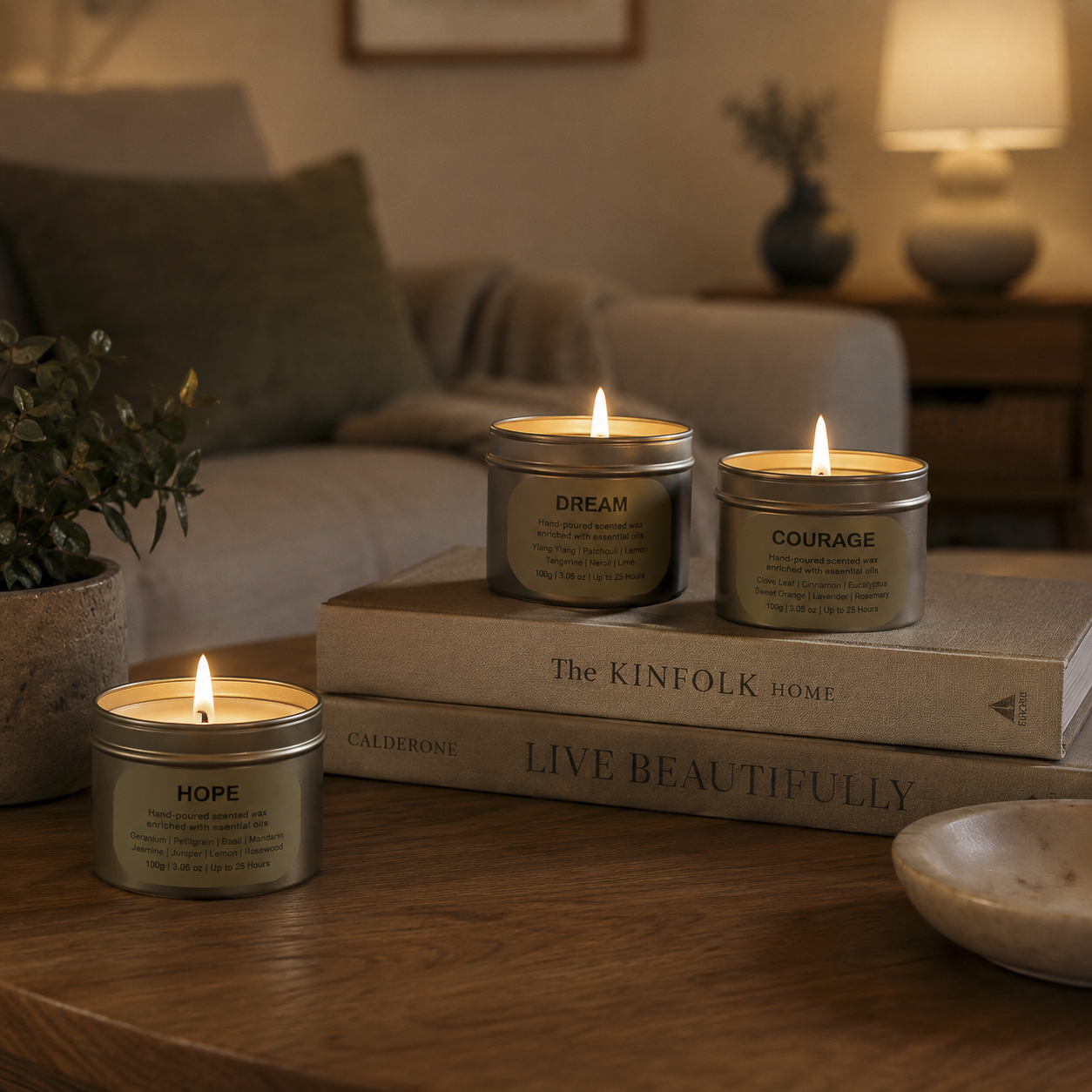 scented candles on a table by maple manor furniture