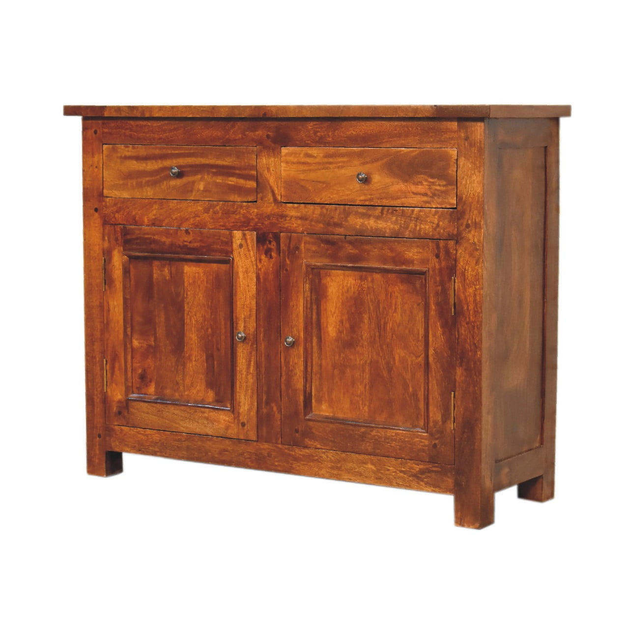 Chestnut Sideboard with 2 Drawers by Maple Manor in solid wood, with two drawer fronts and two cabinet doors.