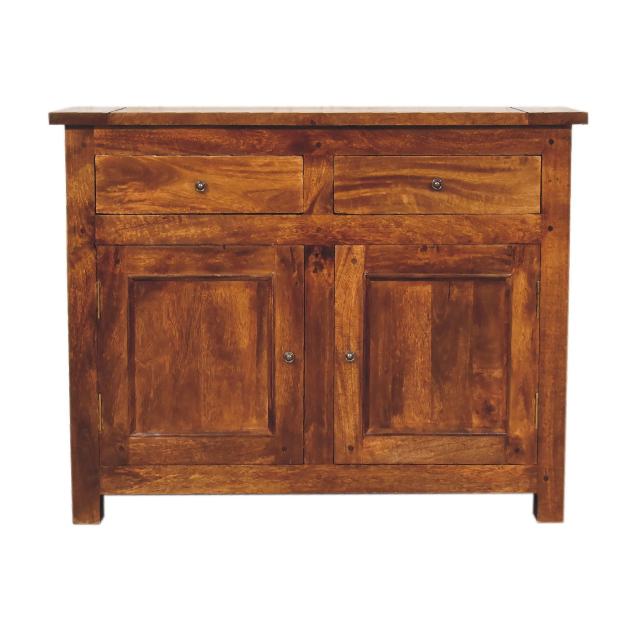 Chestnut Sideboard with 2 Drawers by Maple Manor in chestnut solid wood, two drawers and two doors