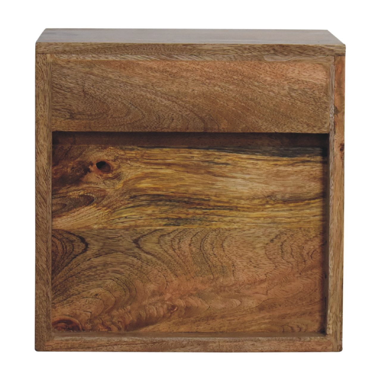 Back face of bedside table in oak finish 