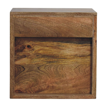 Back face of bedside table in oak finish 
