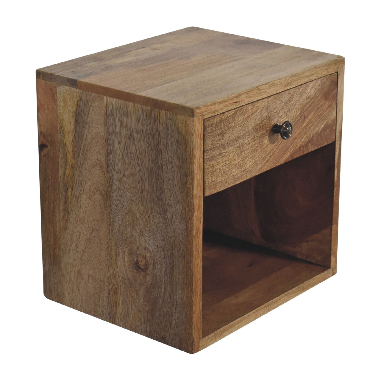 oak bedside table full view with drawer 