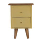 Hand Painted Bedside yellow Maple Manor bedside table in solid wood, yellow cabinet with two drawers