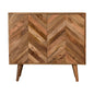 Cabinet Muna by Maple Manor solid wood cabinet with chevron doors and warm natural wood finish