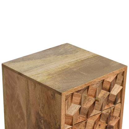 2 Drawer Bedside Mini Cube Carved