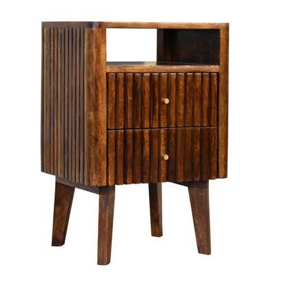 Bedside Reeve by Maple Manor solid wood mango bedside table with slatted doors and open shelf