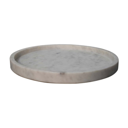 5-piece bathroom set is made of round polished white marble.