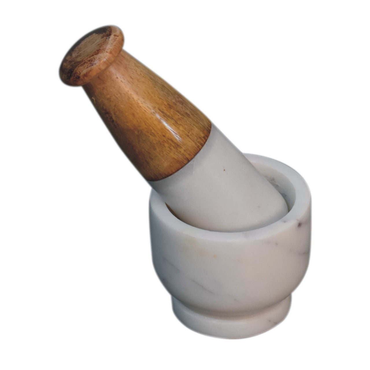 Small Marble Pestle and Mortar by Maple Manor with solid wood pestle and white marble bowl for grinding