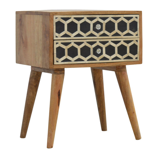 Bedside with 2 Drawers Bone Inlay