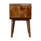 Chestnut Bedside Curved by Maple Manor curved bedside table in chestnut-brown mango wood with rounded top