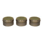 Candle Set (Courage, Dream, Hope) by Maple Manor in olive metal tins with green lids, three scents