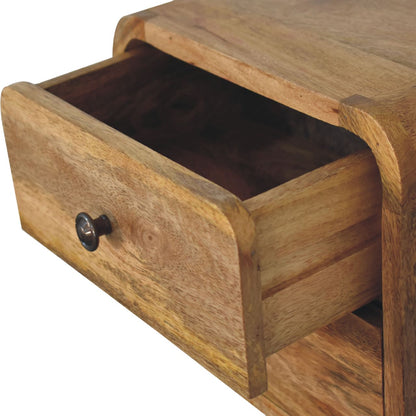 Wall mounted Bedside - Mini Curved Oak finish