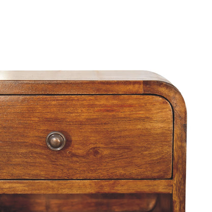Wall mounted Bedside - Mini Curved Chestnut finish