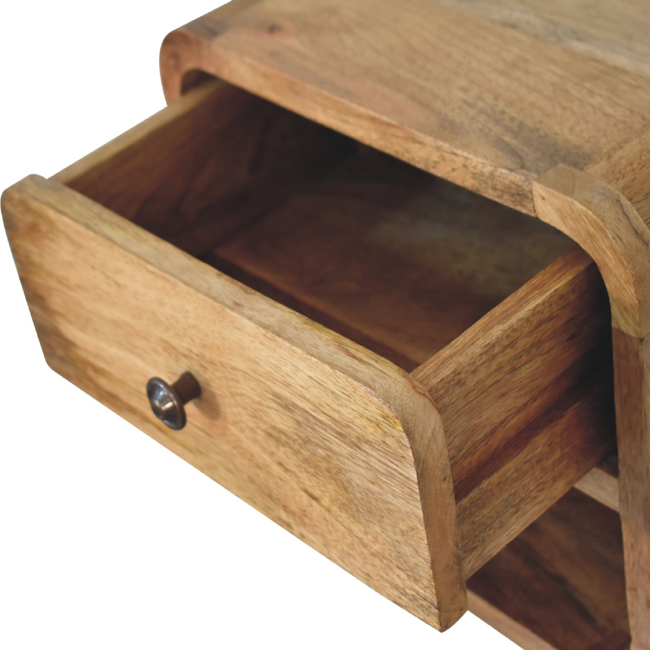 Wall mounted Bedside - Mini Curved Oak finish