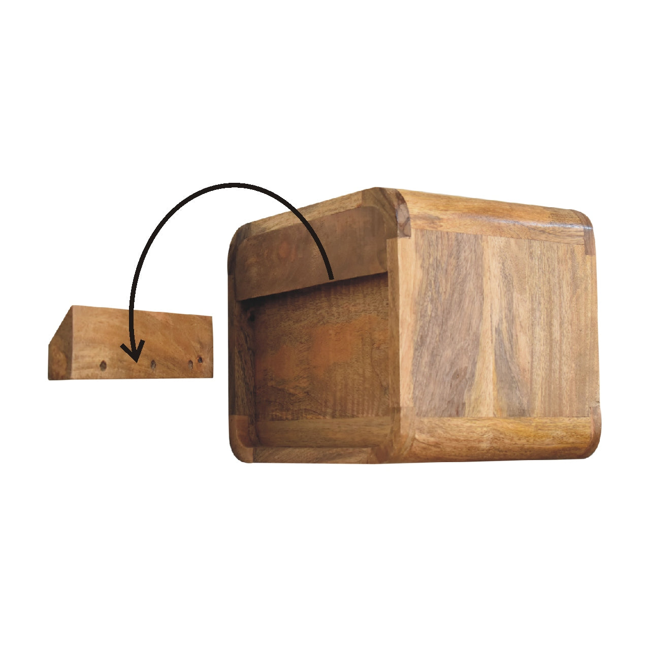 Wall mounted Bedside - Mini Curved Oak finish