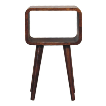 Bedside - Mini Chestnut Curved Open Maple Manor solid wood bedside table with chestnut curved top and open frame