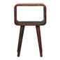 Bedside - Mini Chestnut Curved Open Maple Manor solid wood bedside table with chestnut curved top and open frame
