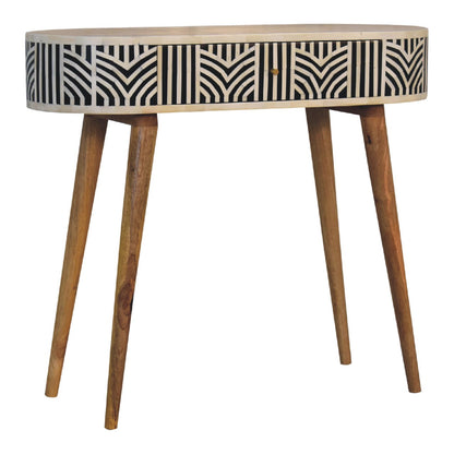 Console Table - Edessa Bone Inlay by Maple Manor with bone inlay top and solid wood legs in natural finish