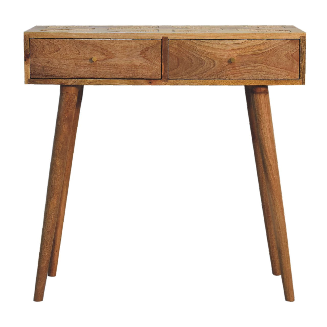 Console Table - Larissa Aztec by Maple Manor mango wood console with two drawers and tapered legs