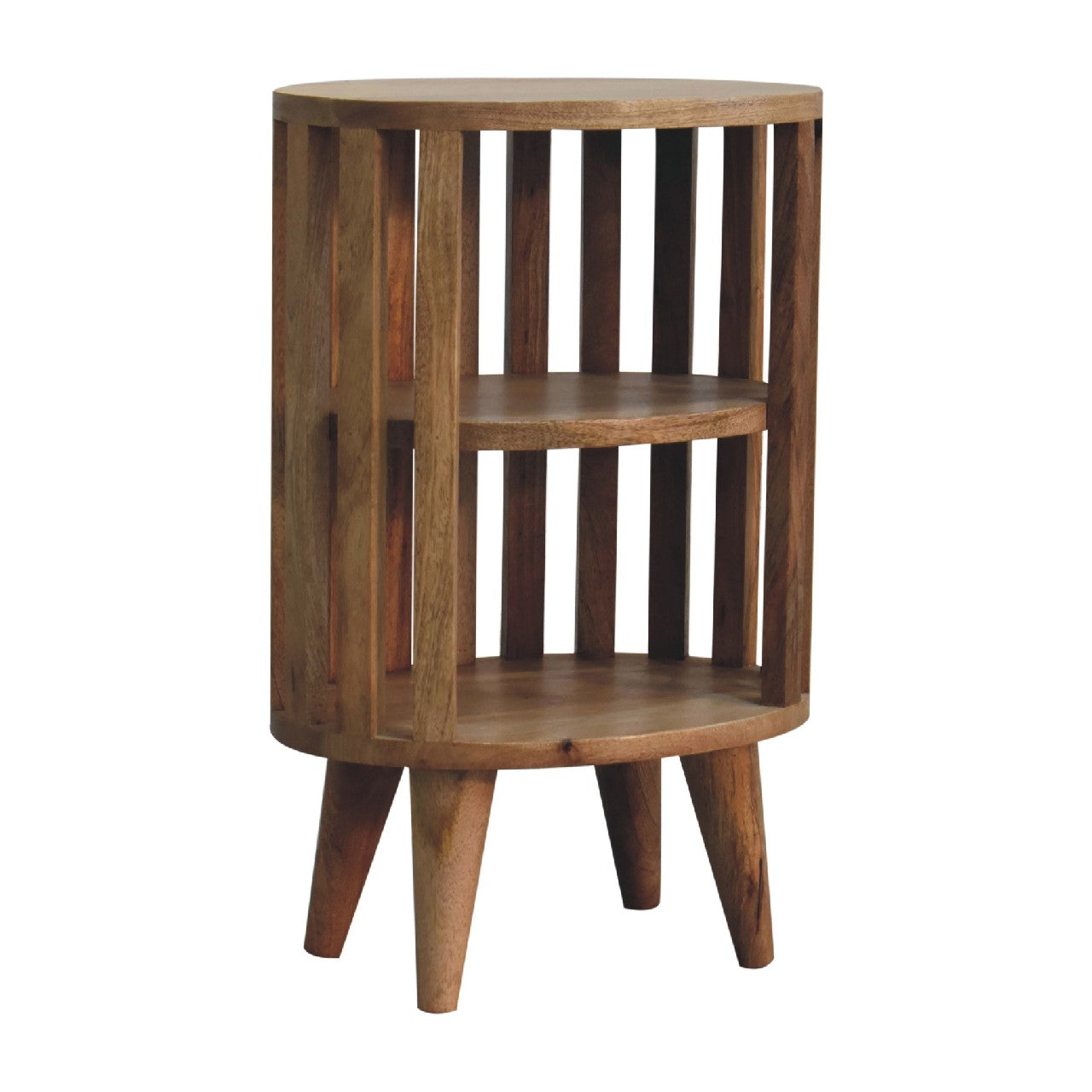 Oak-ish Bedside Ariella Double Shelf