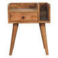 Oak-ish Bedside - Collective Maple Manor solid wood bedside table in honey brown with drawer and open shelf
