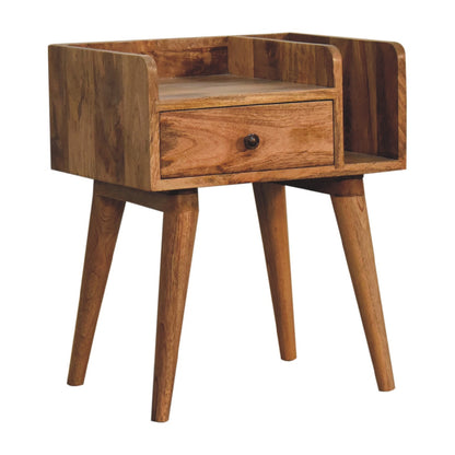 Oak-ish Bedside - Collective by Maple Manor solid wood bedside table with one drawer and open shelf