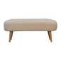 Hallway Bench Boucle Maple Manor beige boucle bench with solid wood legs for hallway entry