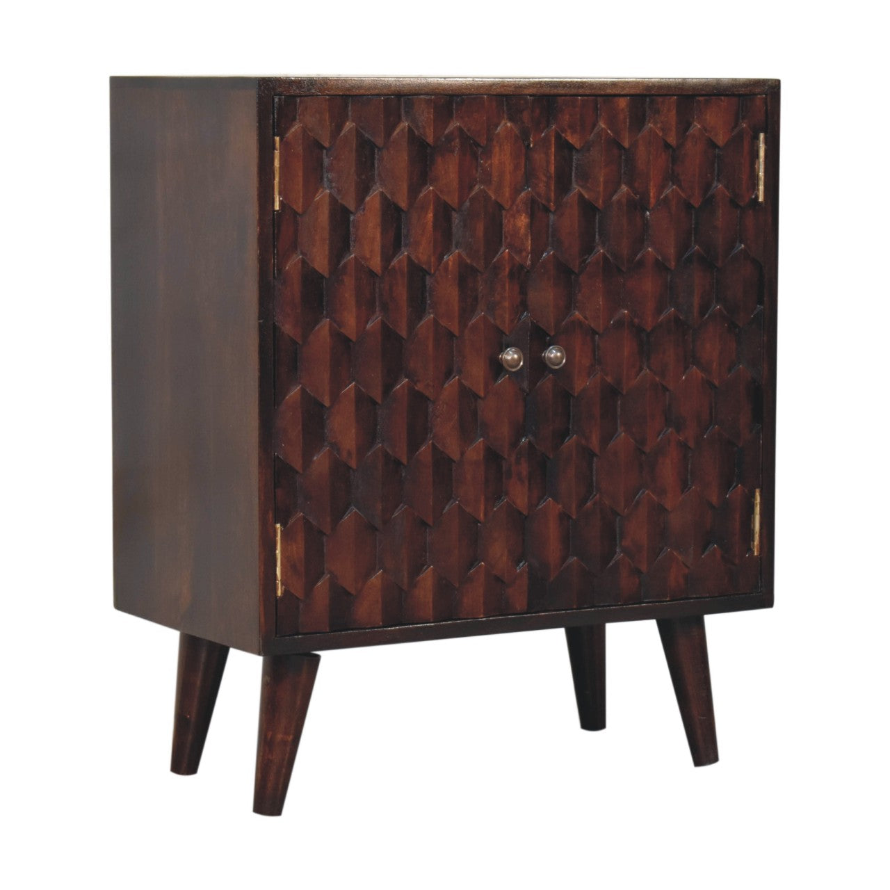 Walnut Cabinet - Mini Pineapple Carved Light