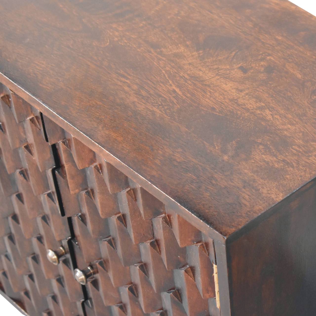 Walnut Cabinet - Mini Pineapple Carved Light