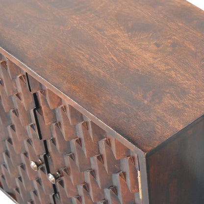 Walnut Cabinet - Mini Pineapple Carved Light