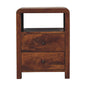 Bedside 2 Drawer - Aspen by Maple Manor wooden bedside table with two drawers and dark knobs, brown wood grain