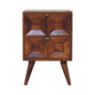 Bedside - Quad Maple Manor solid wood bedside table in warm brown mango wood with two drawers and open shelves