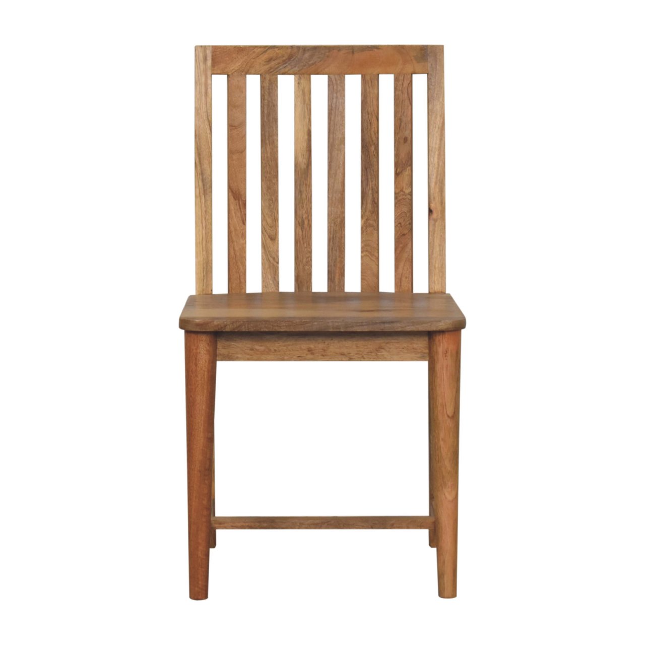 Dining Chair - Ariella by Maple Manor in solid wood, mango-toned slatted back and square seat frame