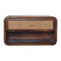 Chestnut Bedside Woven Wall Mounted Maple Manor solid wood bedside table with woven front drawer and knob