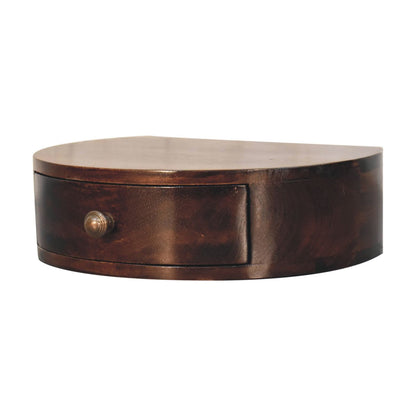 Walnut Wall Mounted Bedside - California Rounded