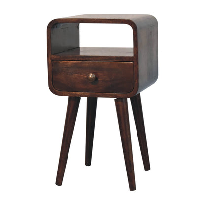 Bedside with Open Slot - Mini California Walnut Curved