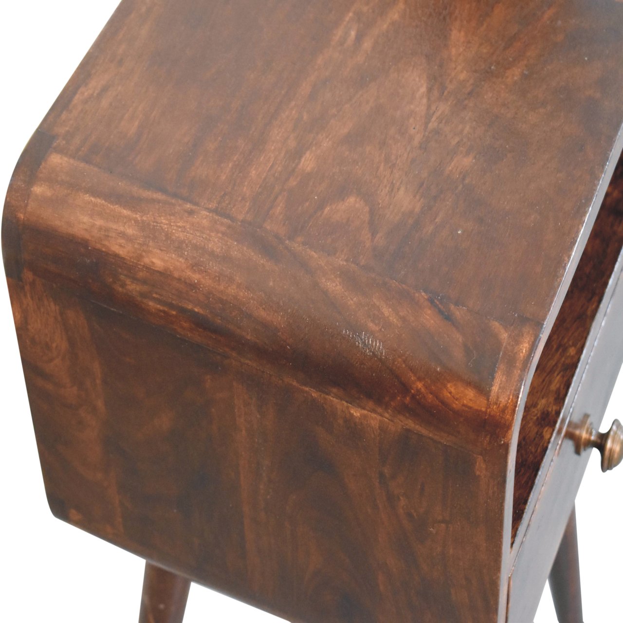 Bedside with Open Slot - Mini California Walnut Curved