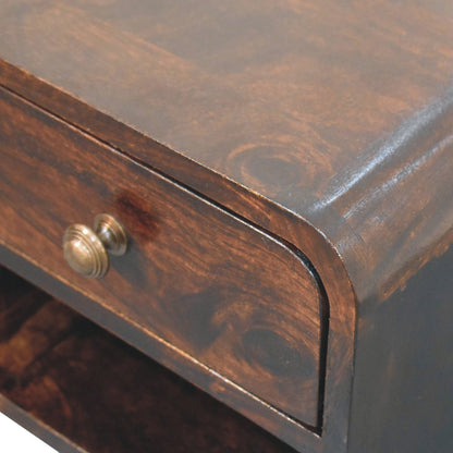 Wall Mounted Bedside - Mini Curved California Walnut