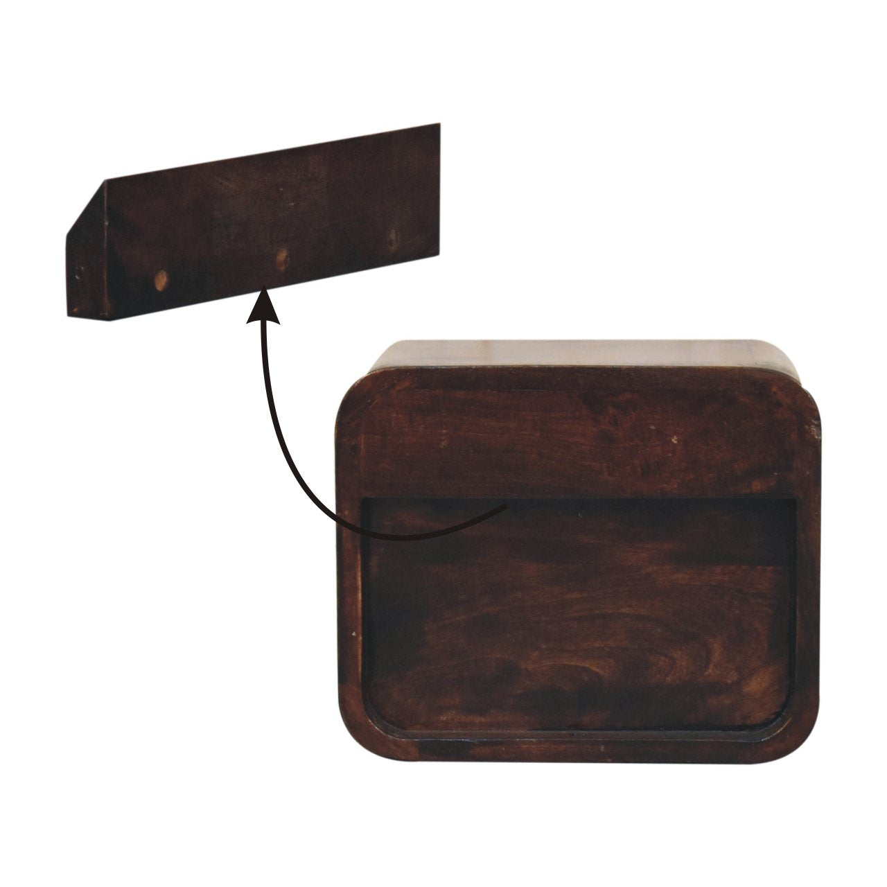 Wall Mounted Bedside - Mini Curved California Walnut