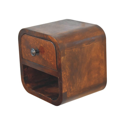 Bedside with Open Slot - Extra Mini Curved Chestnut