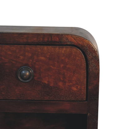 Bedside with Open Slot - Extra Mini Curved Chestnut