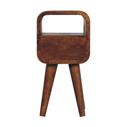 Chestnut Bedside Extra Mini Curve Open Slot