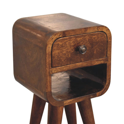 Chestnut Bedside Extra Mini Curve Lower