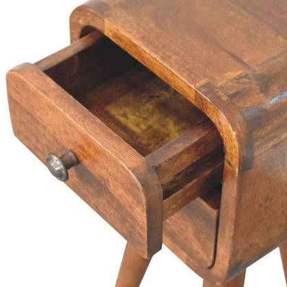 Chestnut Bedside Extra Mini Curved